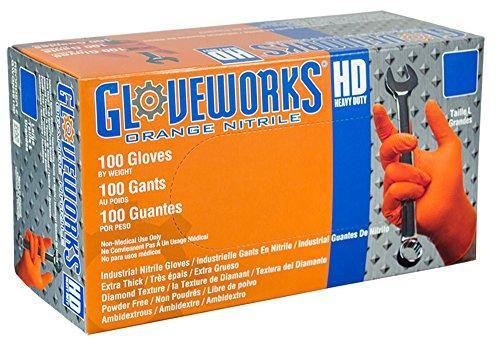 Gloveworks HD Orange Powder Free Nitrile Gloves - 8 Mil