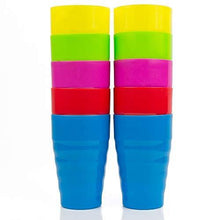 Plaskidy Reusable Plastic Cups - Set of 10 Kids Cups - 15 oz Plastic Cups for Kids - BPA Free Cups - Dishwasher Safe Cups - Assorted Colored Cups - Great Kids Drinking Cups - Resin Colors 