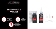 Starbond KBL-500 Black Medium Thick, Premium Rubber Toughened CA - Cyanoacrylate Adhesive Super Glue Plus Extra Cap and Microtips (for Woodworking, Filling Knots & Voids, RC Car Tires) (2 Ounce) - Resin Colors 