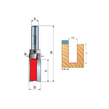 Freud 1/2" (Dia.) Top Bearing Flush Trim Bit with 1/4" Shank (50-102),Red - Resin Colors 