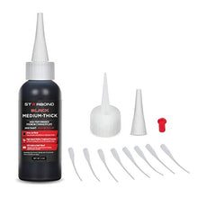 Starbond KBL-500 Black Medium Thick, Premium Rubber Toughened CA - Cyanoacrylate Adhesive Super Glue Plus Extra Cap and Microtips (for Woodworking, Filling Knots & Voids, RC Car Tires) (2 Ounce) - Resin Colors 