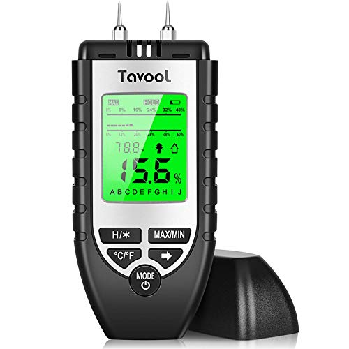 Wood Moisture Meter - Digital Moisture Detector Moisture Tester, Pin-Type Water Leak Detector Damp Tester Dampness Meter for Wood Building Material Firewood Walls Paper Floor (Sliver) - Resin Colors 