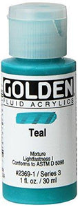 Golden 014000-23691 Fluid Acrylic Paint 1 Ounce-Teal - Resin Colors 
