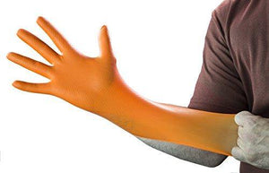 AMMEX - GWON48100-BX - Nitrile Gloves - Gloveworks - Heavy Duty, Disposable, Powder Free,  Latex Rubber Free, 8 mil, XLarge, Orange (Box of 100) - Resin Colors 