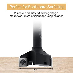 CNC Spoilboard Surfacing Router Bit, 1/2" Shank 2" Cutting Diameter, Insert Carbide Slab Flattening Router Bit Planing Bit Wood Planer Bit by BINSTAK
