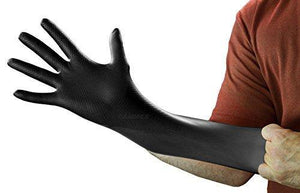 AMMEX - GWBN44100-BX - Nitrile Gloves - Gloveworks - HD, Disposable, Powder Free, Latex Rubber Free, 6 mil, Medium, Black (Box of 100) - Resin Colors 