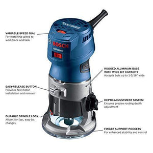 Bosch GKF125CEN Colt 1.25 HP (Max) Variable-Speed Palm Router Tool - Resin Colors 