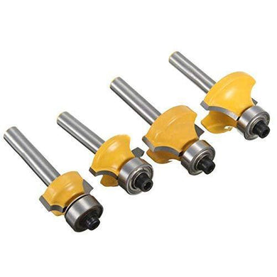 1/4-Inch Shank Roundover Edging Router Bit Set, Woodworking Milling Cutter Tools Corner Rounding Edge-forming Bit Set 1/8