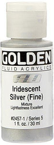 Golden Fluid Acrylic Paint 1 Ounce-Iridescent Silver Fine - Resin Colors 