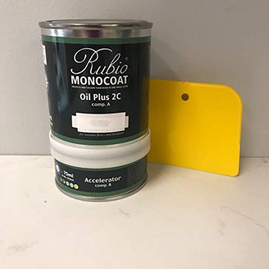Rubio Monocoat Wood Stain Oil Plus 2C Pure (Clear) with Free GreenSupply Application Blade 350 ml - Resin Colors 