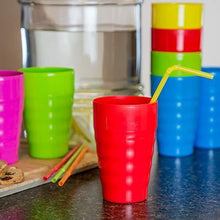 Plaskidy Reusable Plastic Cups - Set of 10 Kids Cups - 15 oz Plastic Cups for Kids - BPA Free Cups - Dishwasher Safe Cups - Assorted Colored Cups - Great Kids Drinking Cups - Resin Colors 