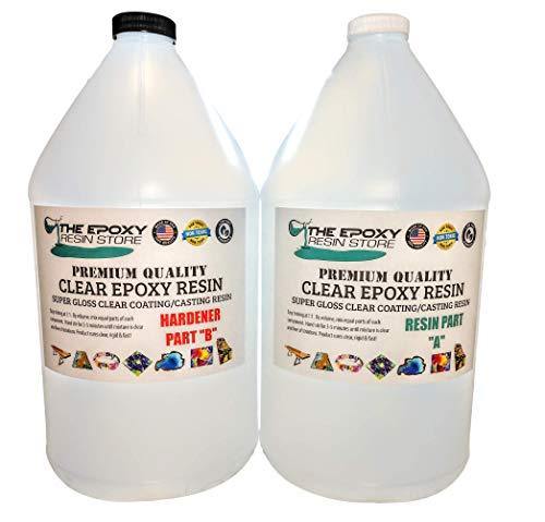 Clear Epoxy Resin for Table Tops, Bars, Fiberglass, Concrete - Professional Grade High Gloss Finish Multi-Purpose Resin - 2 Gallon Kit - Resin Colors 