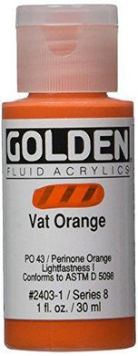 Golden Fluid Acrylic Paint 1 Ounce-Vat Orange - Resin Colors 