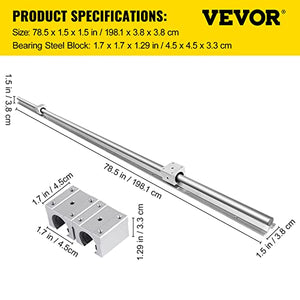 OrangeA Linear Rail 2PCS SBR16-2000mm,Linear Guide 2xLinear Guide Rails and 4X Square Type Carriage Bearing Blocks,CNC Rail Kit