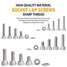 VIGRUE 304 Stainless Steel Screws and Nuts, M3 M4 M5 M6 Hex Socket Head Cap Screws Assortment Set Kit with Storage Box (520 Pcs Hex Socket Head Cap Screws Nuts)