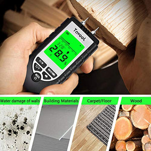 Wood Moisture Meter - Digital Moisture Detector Moisture Tester, Pin-Type Water Leak Detector Damp Tester Dampness Meter for Wood Building Material Firewood Walls Paper Floor (Sliver) - Resin Colors 