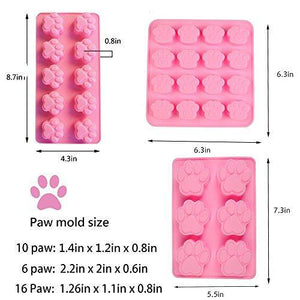 Food Grade Silicone Puppy Treat Molds, Shxmlf Dog Paw and Bone Molds, Non-stick Ice Cube Mold, Jelly, Biscuits, Chocolate, Candy, Cupcake Baking Mold, Safe for Oven Microwave Freezer Dishwasher-5 Pack - Resin Colors 