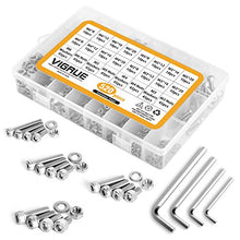 VIGRUE 304 Stainless Steel Screws and Nuts, M3 M4 M5 M6 Hex Socket Head Cap Screws Assortment Set Kit with Storage Box (520 Pcs Hex Socket Head Cap Screws Nuts)
