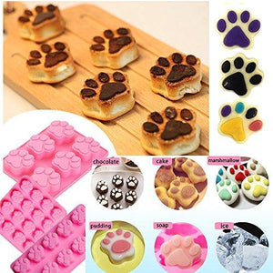 Food Grade Silicone Puppy Treat Molds, Shxmlf Dog Paw and Bone Molds, Non-stick Ice Cube Mold, Jelly, Biscuits, Chocolate, Candy, Cupcake Baking Mold, Safe for Oven Microwave Freezer Dishwasher-5 Pack - Resin Colors 