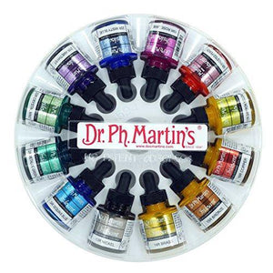 Dr. Ph. Martin's 400869-XXX  Iridescent Calligraphy Color Bottles, 1.0 oz, Set of 12 (Set 2) - Resin Colors 