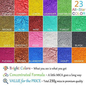 Mica Powder-40 Colors Glitter Pigment for Epoxy Resin, Soap Making