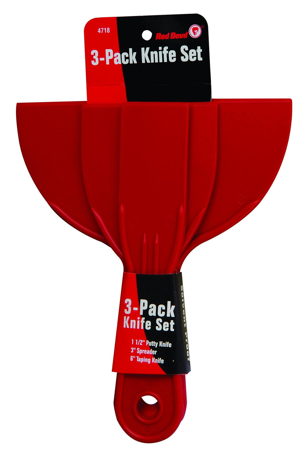 Red Devil 4718 3-Piece Plastic Knife Set - Resin Colors 